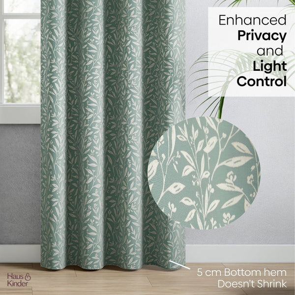 Poly Cotton JacquardCurtains Silver Willow, Firozi