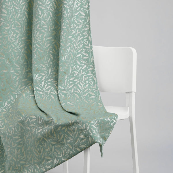 Poly Cotton JacquardCurtains Silver Willow, Firozi