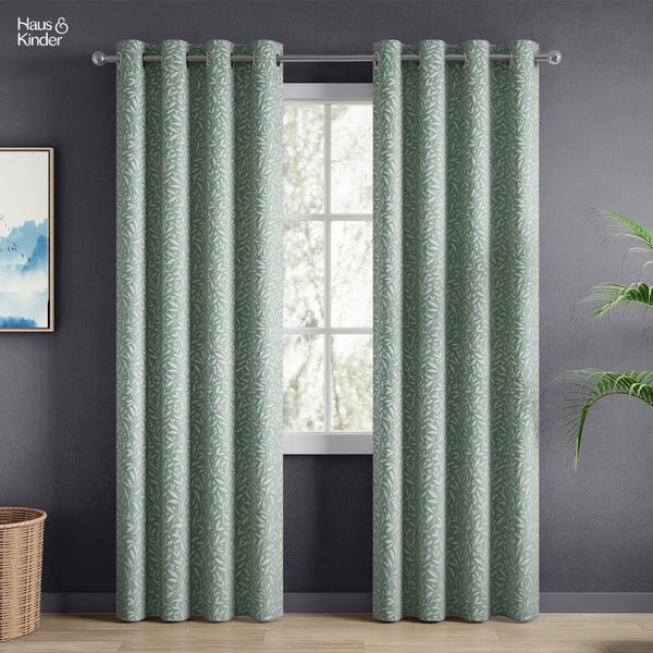 Poly Cotton JacquardCurtains Silver Willow, Firozi