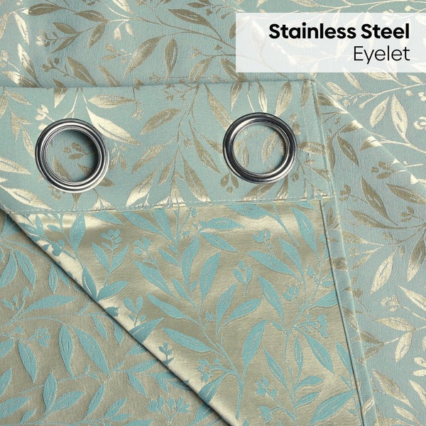 Poly Cotton JacquardCurtains Silver Willow, Firozi