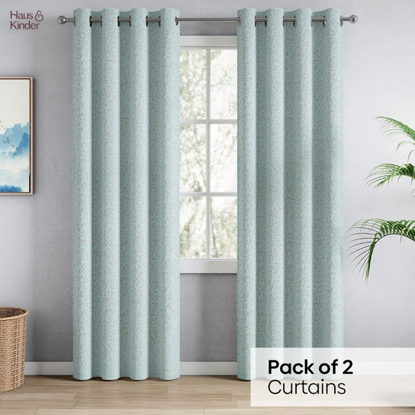 Jacquard Curtains Glittering Fern, Aqua