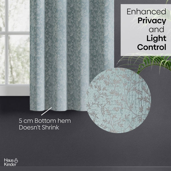 Jacquard Curtains Glittering Fern, Aqua