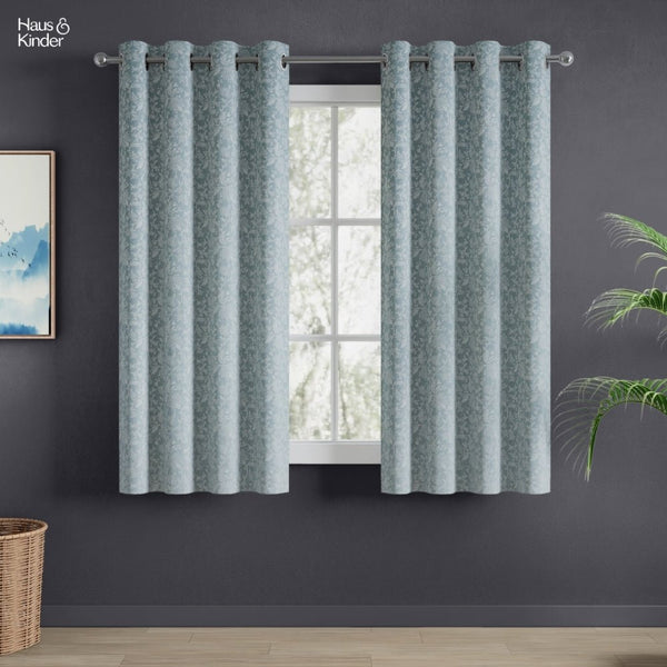 Jacquard Curtains Glittering Fern, Aqua