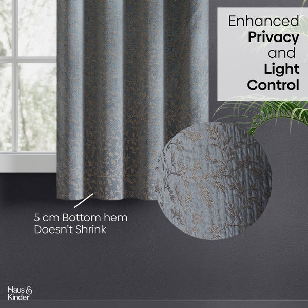 JacquardCurtains Misty Fern Powder, Blue