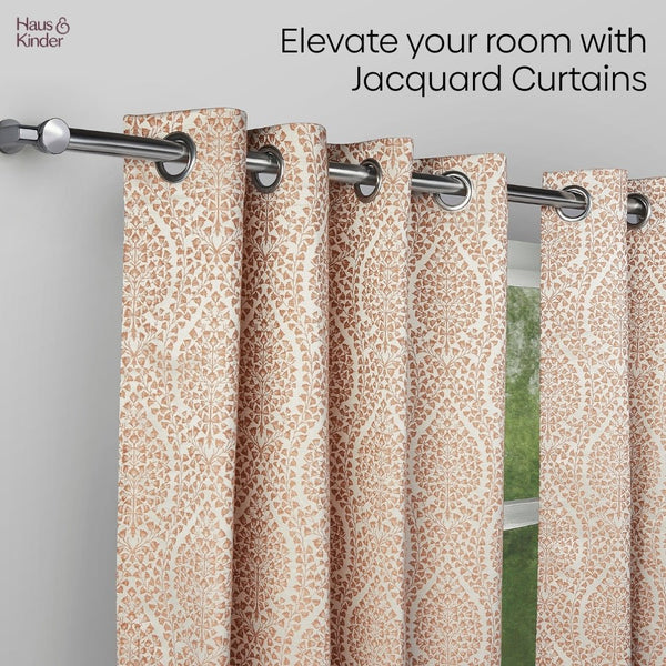 Poly Cotton JacquardCurtain Rustic Vine, Peach