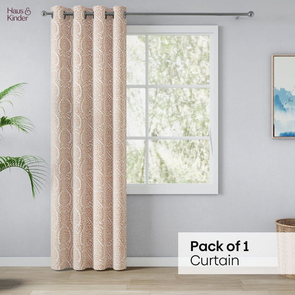 Poly Cotton JacquardCurtain Rustic Vine, Peach