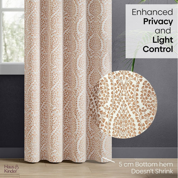 Poly Cotton JacquardCurtain Rustic Vine, Peach