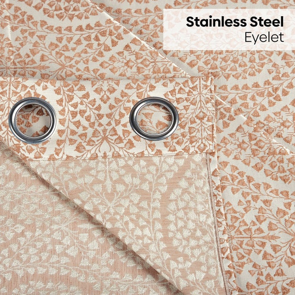Poly Cotton JacquardCurtain Rustic Vine, Peach