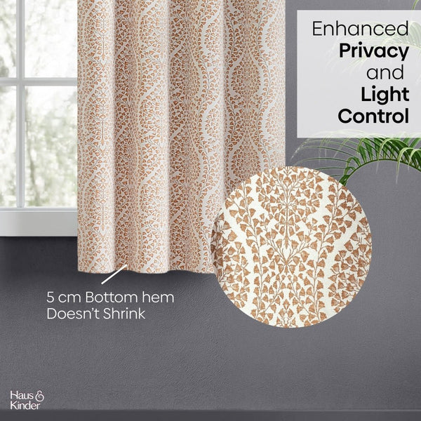 Poly Cotton JacquardCurtain Rustic Vine, Peach