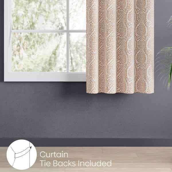 Poly Cotton JacquardCurtain Rustic Vine, Peach