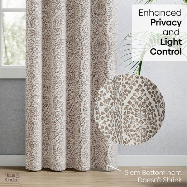 Poly Cotton JacquardCurtain Woodland Trail, Cadbury