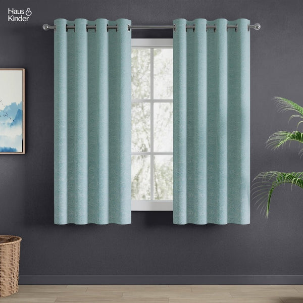 Polyester Jacquard Curtains Sea Breeze Daisy, Aqua