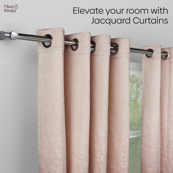 Jacquard Curtains Blush Daisy, Blush