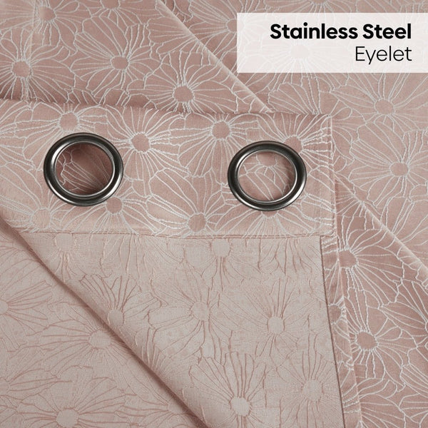 Jacquard Curtains Blush Daisy, Blush