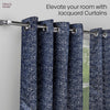 Jacquard Window Curtains Midnight Daisy, Indigo Blue