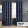 Jacquard Window Curtains Midnight Daisy, Indigo Blue