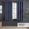 Jacquard Window Curtains Midnight Daisy, Indigo Blue