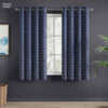 Jacquard Window Curtains Midnight Daisy, Indigo Blue