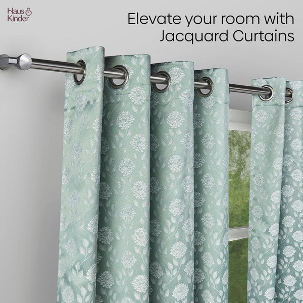 JacquardCurtains Mint Fleur Drape, Mint
