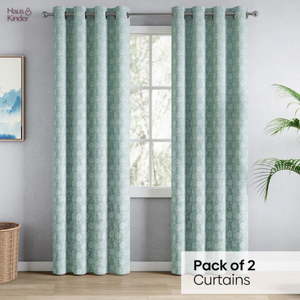 JacquardCurtains Mint Fleur Drape, Mint
