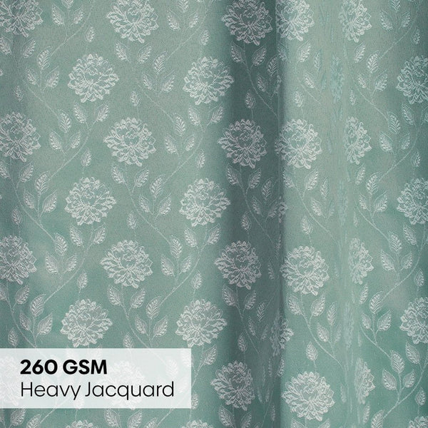 JacquardCurtains Mint Fleur Drape, Mint
