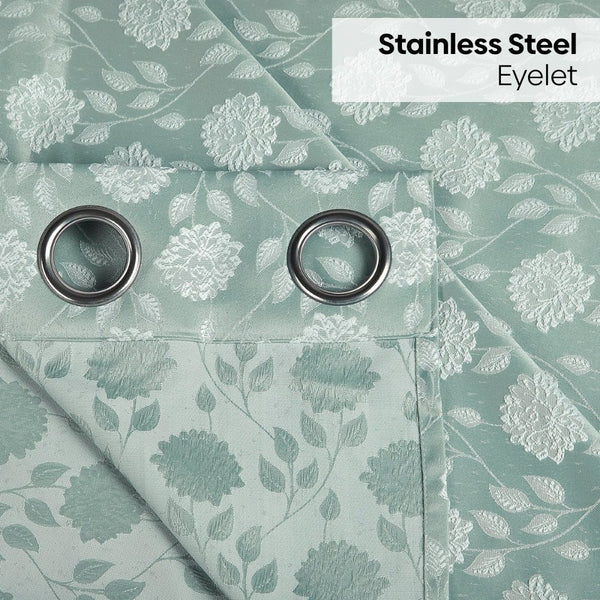 JacquardCurtains Mint Fleur Drape, Mint