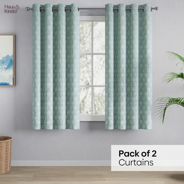JacquardCurtains Mint Fleur Drape, Mint