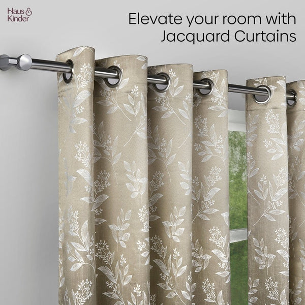 JacquardCurtains Ashwood Bloom, Stone