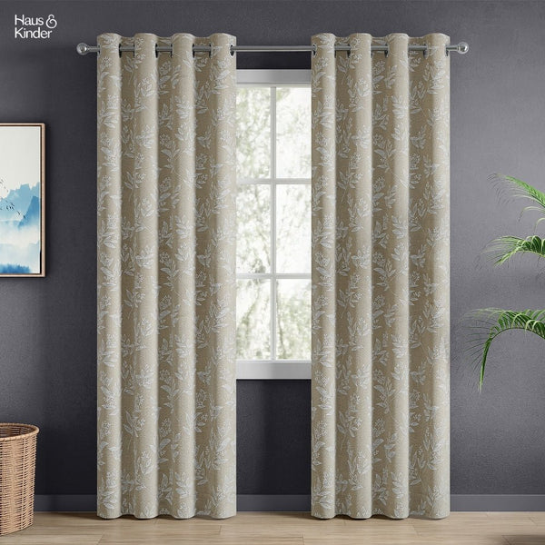 JacquardCurtains Ashwood Bloom, Stone
