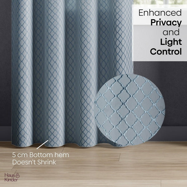 Polyester Jacquard Curtain Silver Mesh, Ice Blue