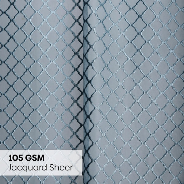 Polyester Jacquard Curtain Silver Mesh, Ice Blue