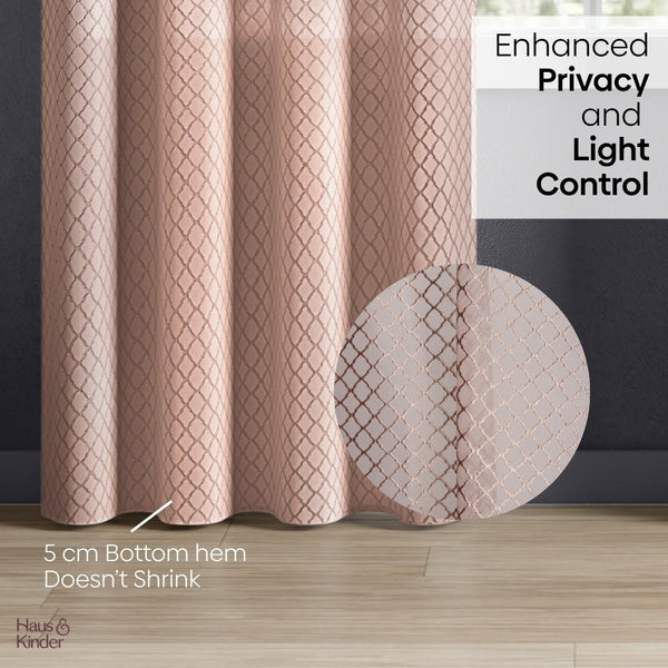 Polyester JacquardCurtains Warm Weave, Blush