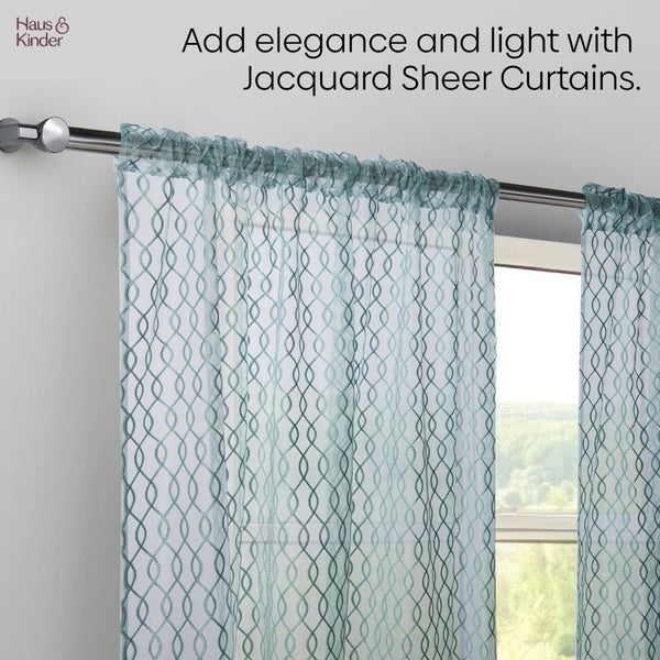 Polyester JacquardCurtains Misty Weave, Teal