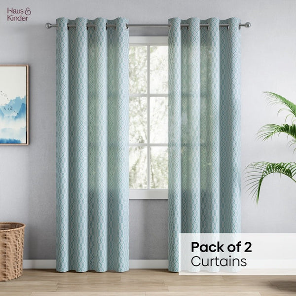 Polyester JacquardCurtains Misty Weave, Teal