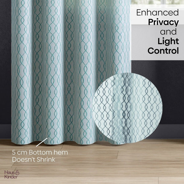 Polyester JacquardCurtains Misty Weave, Teal