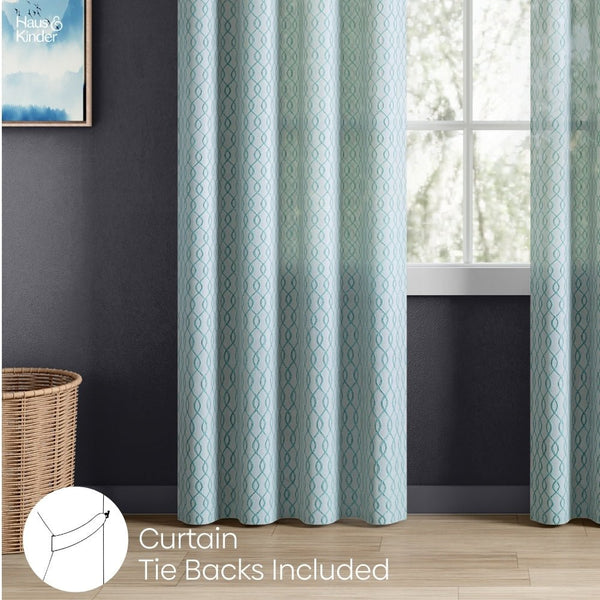 Polyester JacquardCurtains Misty Weave, Teal