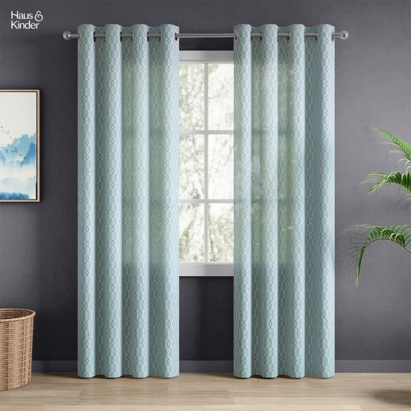 Polyester JacquardCurtains Misty Weave, Teal
