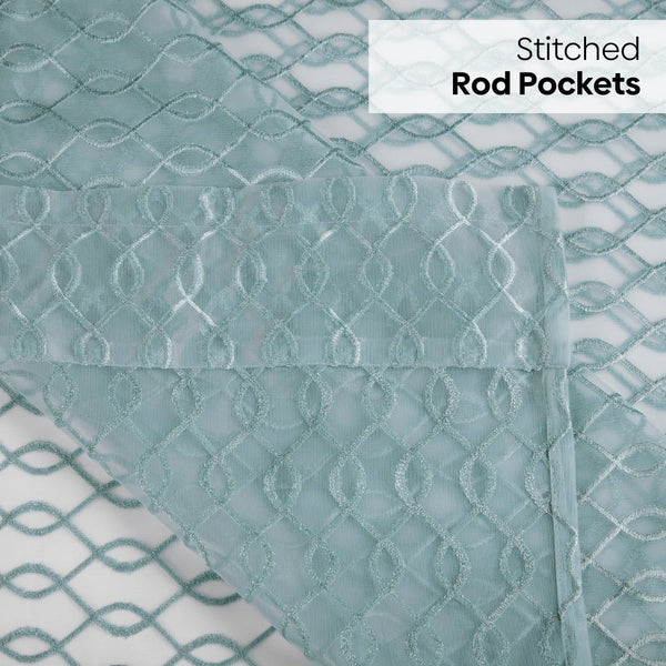 Polyester JacquardCurtains Misty Weave, Teal