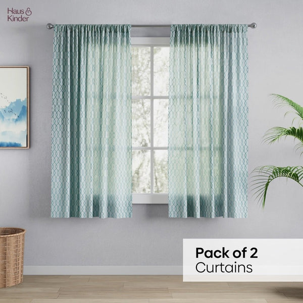 Polyester JacquardCurtains Misty Weave, Teal