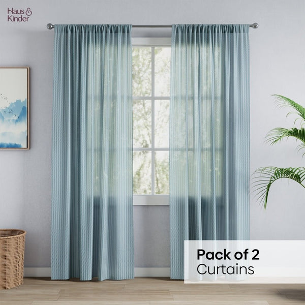 Polyester Jacquard Curtains Aqua strand, Teal