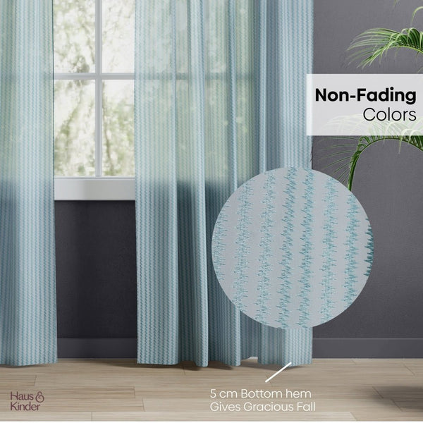 Polyester Jacquard Curtains Aqua strand, Teal