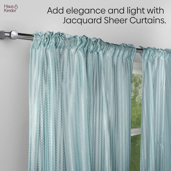Polyester Jacquard Curtains Aqua strand, Teal