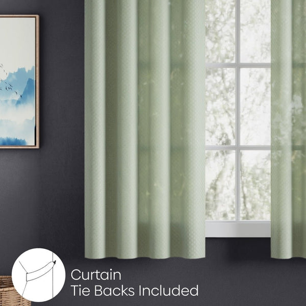 Polyester JacquardCurtains Sage Ripple, Olive