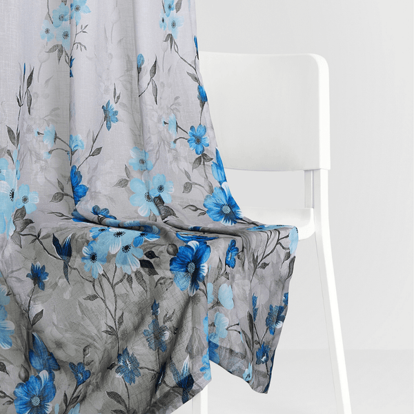 100% Polyester Sheer Digital Printed Door Curtain, Blue