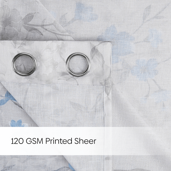 100% Polyester Sheer Digital Printed Door Curtain, Blue