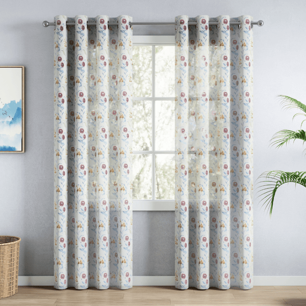 100% Polyester Sheer Digital Printed Curtain, Multicolor