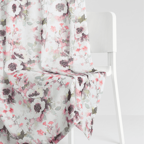 100% Polyester Sheer Digital Printed Door Curtain Maison Floral, Multicolor