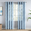 100% Polyester Sheer Digital Printed Door Curtain Nordic Bloom, Blue