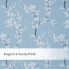 100% Polyester Sheer Digital Printed Door Curtain Nordic Bloom, Blue