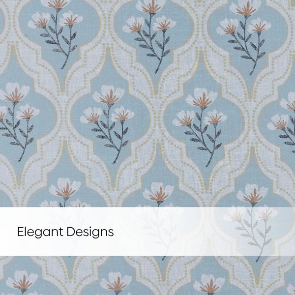 Bloom Lattice Sheer Printed Pack Of 1 Curtain, Blue